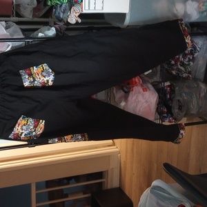 Men's Elastic Waist Black Batman Pants-Homemade